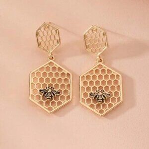⭐️❤️ FREE Beehive Bee Drop Animal Peasant Hipster Hippie Art Honey Boho Earrings